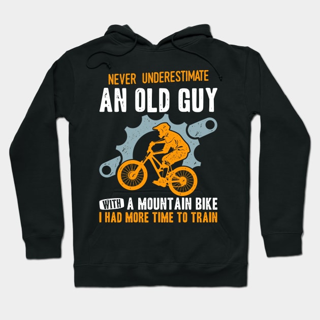 Mens Funny Cyclist Saying Mountain Bike Cycling Old Man Bicycle Hoodie by Acroxth